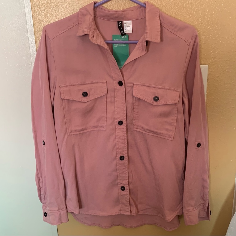 Pink Button Down Long Sleeve Shirt